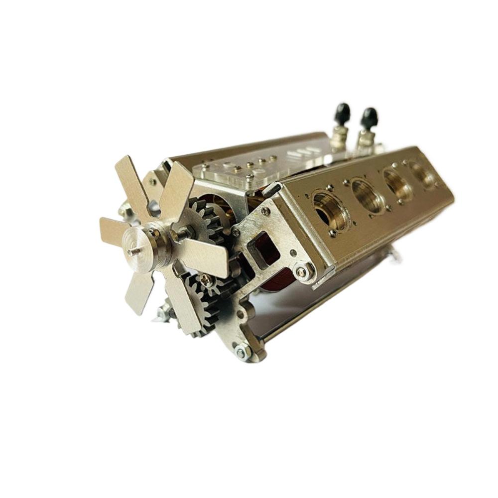 V8 Metal Engine Model V6 Horizontally Opposed Engine Compatible with Remote Control Vehicles Boats for Engine Assembly Model