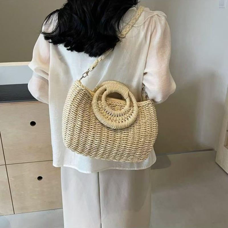 Straw Bag Women's New Large-capacity Bag Summer Shoulder Crossbody Woven Bag Seaside Beach Bag Tote Bag