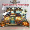 Halloween Three-piece Bedding Set Quilt Cover Pillowcase Brushed Fabric Thickened