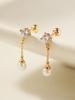 Minimalpiercing 14K Point Cubic Freshwater Pearl Drop Piercing Earrings