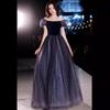 Evening Dress Banquet Bubble Sleeves French Light Luxury Art Test Dress Mesh Yarn Presides Over Evening Dress Long Dress Female Chorus Performance
