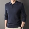 Spring and Autumn Cardigan Men's Lapel Sweater 100 Pure Wool Sweater Bottoming Shirt Dad Top Men's Clothing