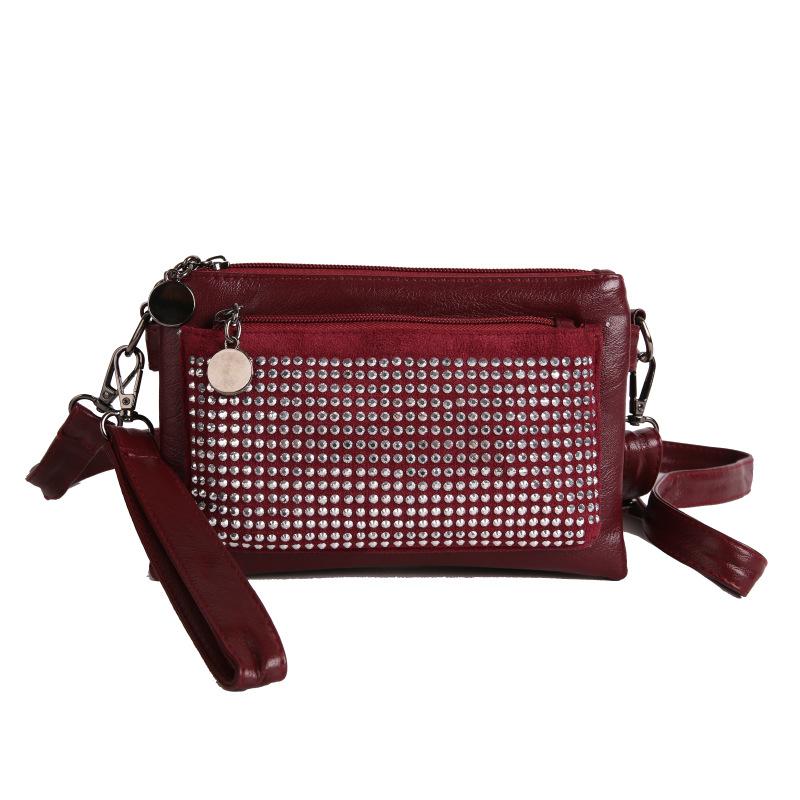 Women's Small Square Bag With Diamonds Shoulder Crossbody Bag