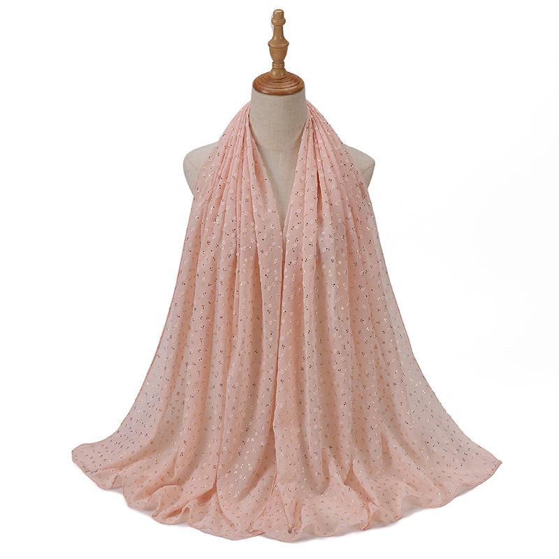 Bubble Pearl Scarf Stamping Chiffon Hijabs For Women Plain  Head Hijab Wrap Solid Shawls Headband Foulard Femme Muslim Hijab
