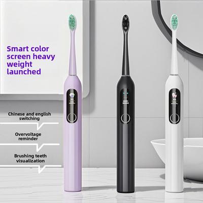 Periuță de dinți electrică sonică cu ecran color TFT nou, încărcare inteligentă, cuplu, levitație magnetică, peri moi, ecran LCD, periuță de dinți