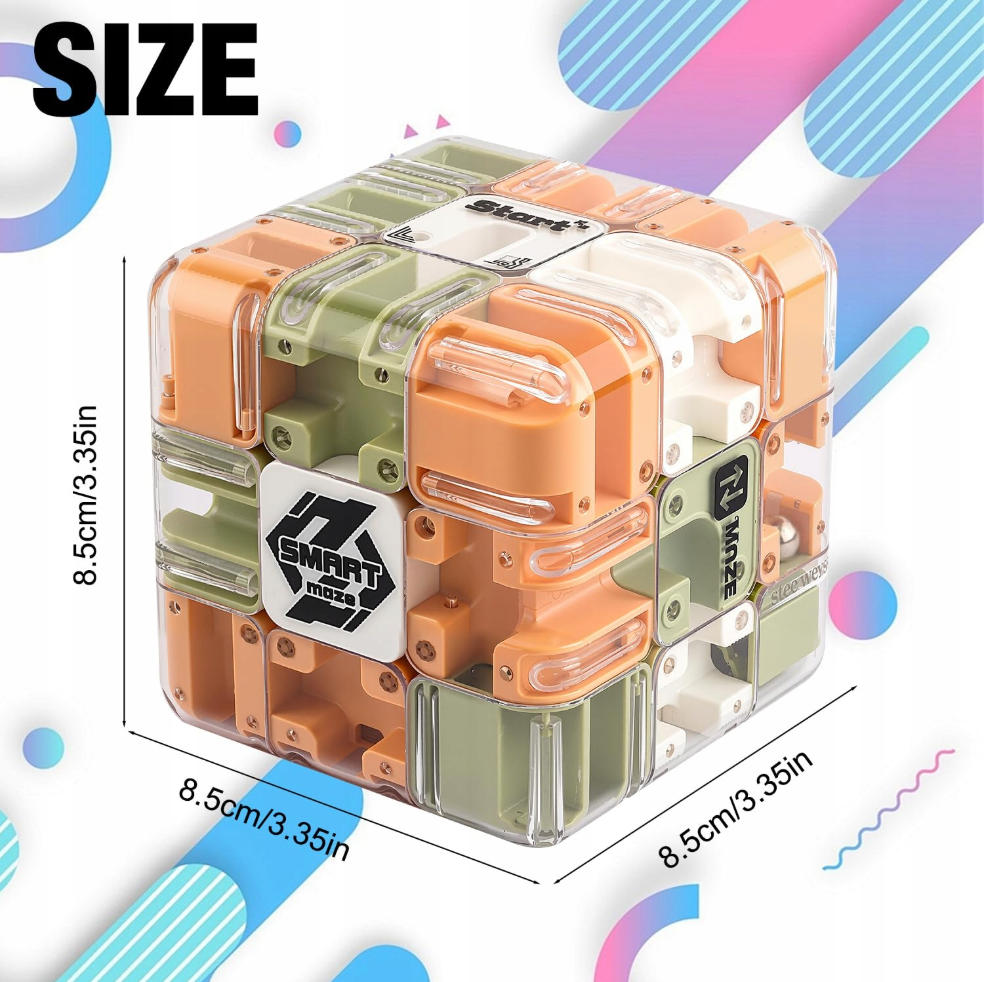 Kostka 3D Dla Dzieci Z Labiryntem I Metalowa Kulka Gra Logiczna Cube Maze