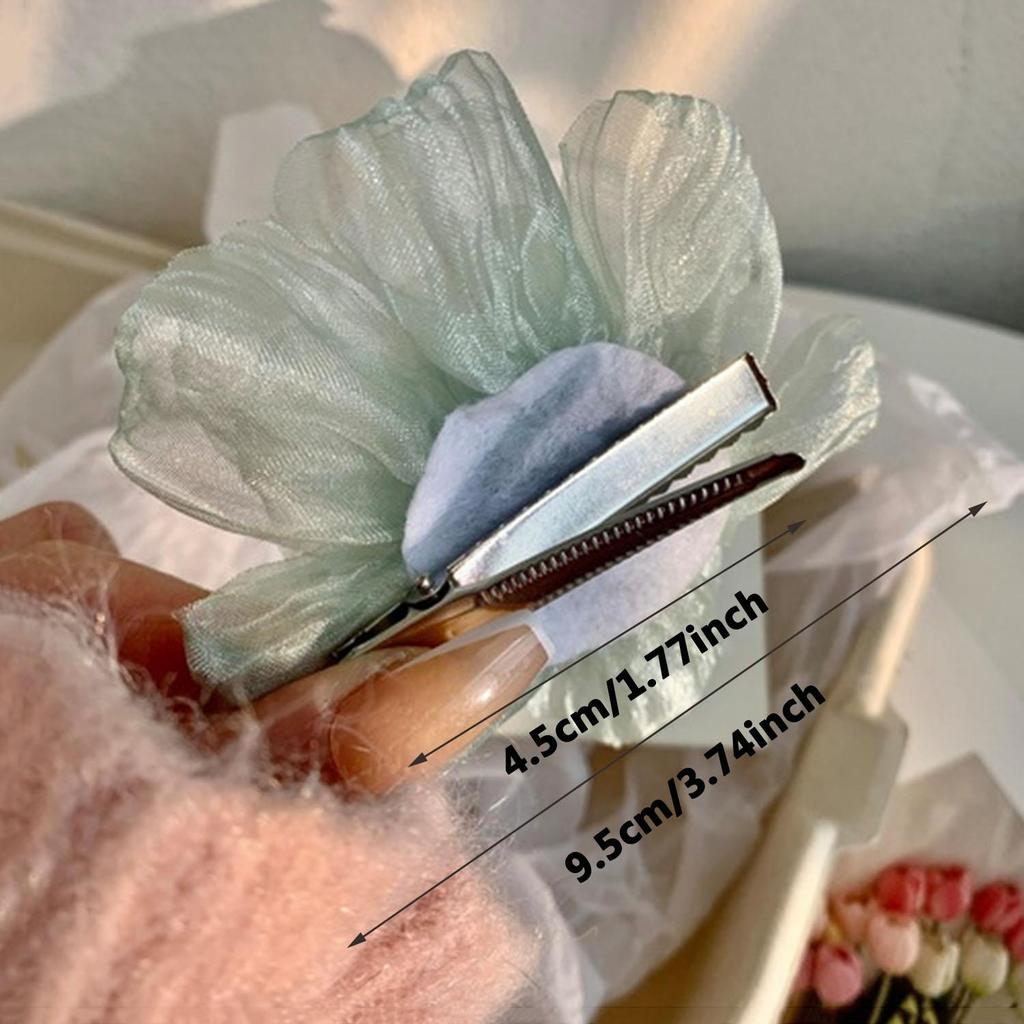 Mesh Flower Hair Clip Super Fairy Bang Clip Sweet Women Headdress Hairpin Girls Hawaii Beach Vacation Hair Accessories