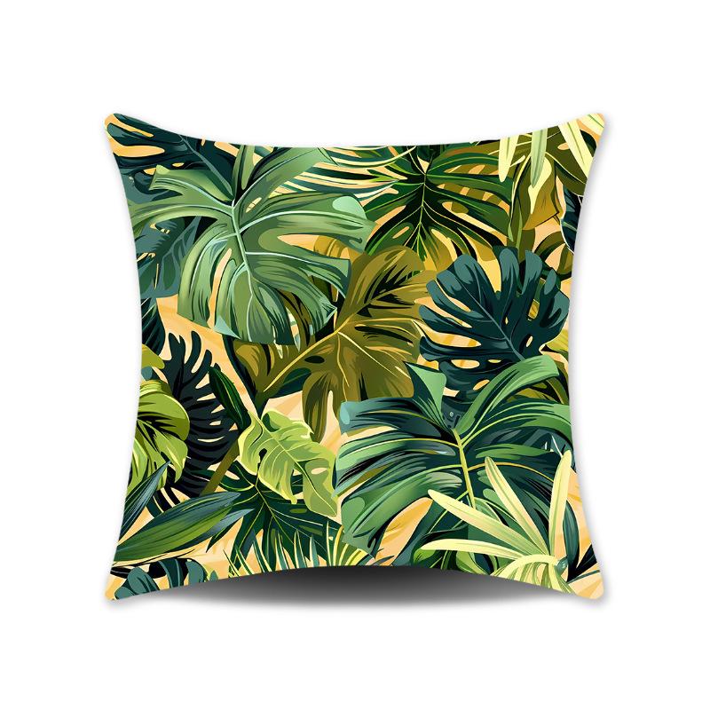 Green Leaves Plush Cushion Cover for Sofa or Bedroom