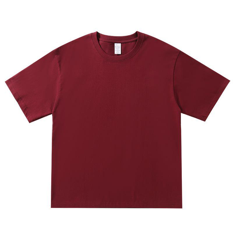 Combed Cotton Multi-color Round Neck Drop Shoulder Heavyweight Short Sleeve T-shirt - Trendy Casual Hong Kong Style