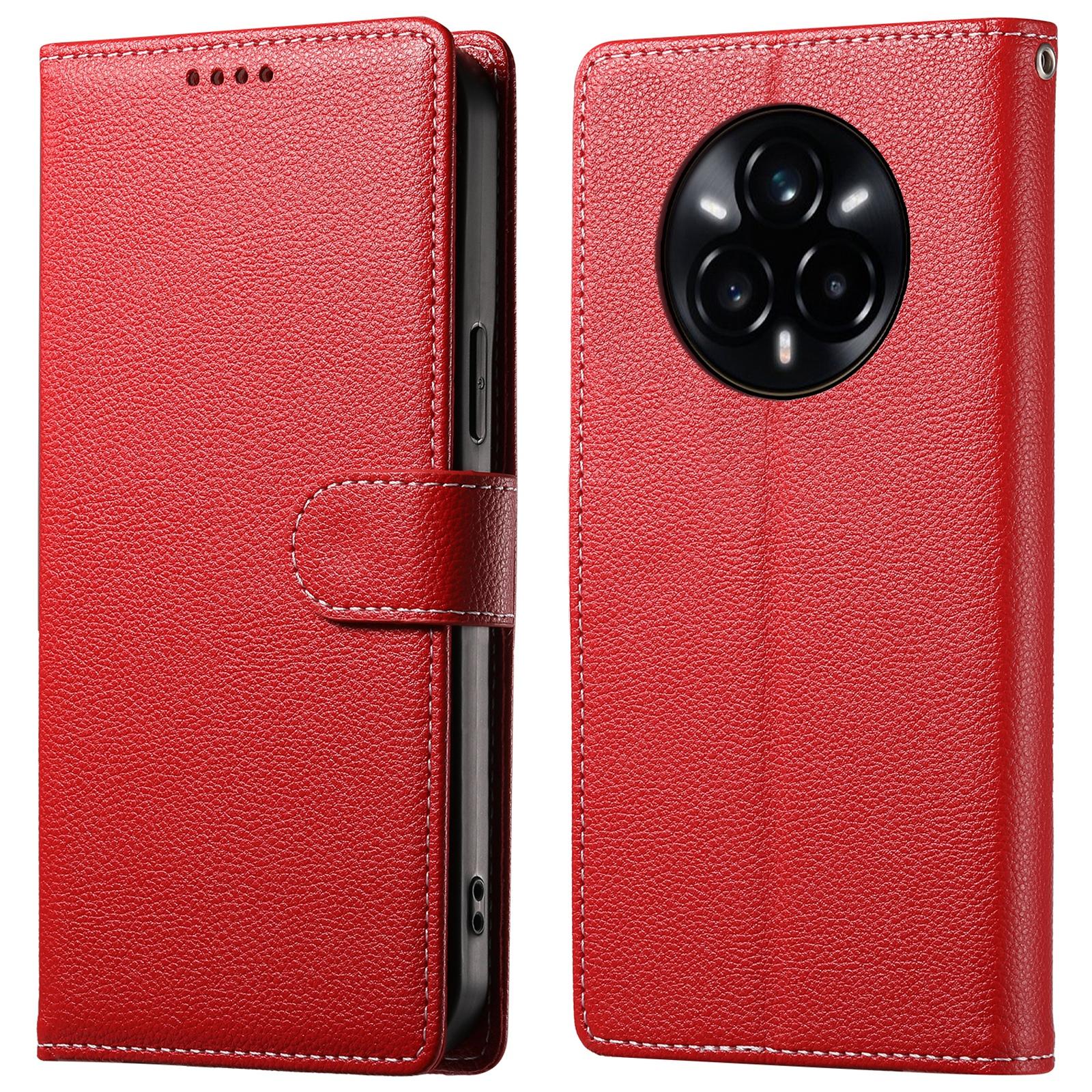 

Для Realme 14 Pro+ 5G Чохол-підставка Шкіряний гаманець з текстурою лічі Чохол для телефону Магнітна застібка Red