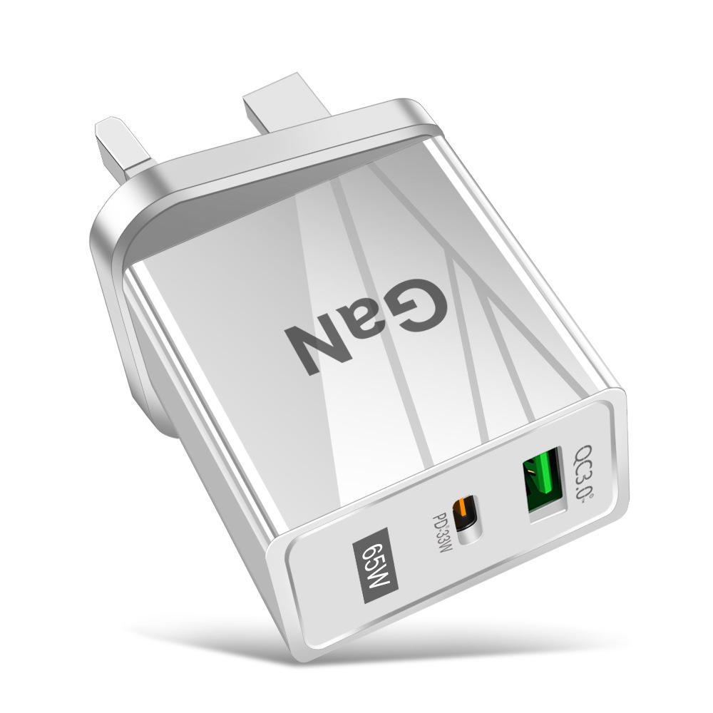 GaN 33W USB Fast Charger: QC 3.0 & PD, US/EU/UK Plug, Ideal for Mobile Phones