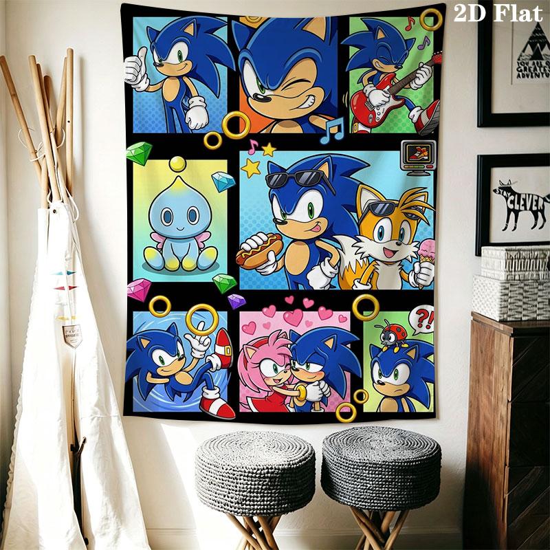 Hedgehog Sonic Bend Wall Hanging Printed Fabric Blanket Decorative Tapestries for Bedroom Living Room Home Decor