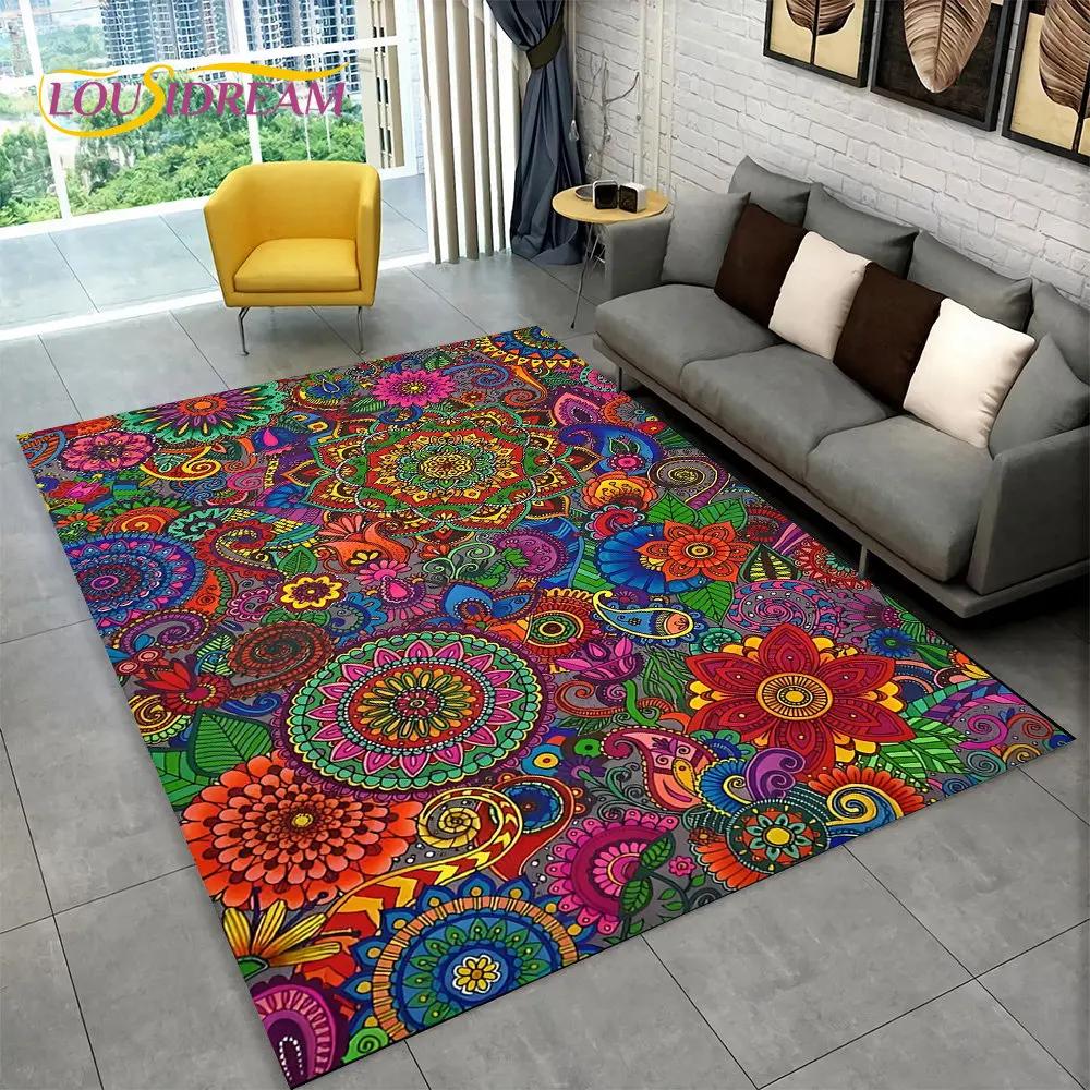 Bohemia Mandala Geometric Area Rug,Carpet Rug for Home Living Room Bedroom Sofa Doormat Kitchen Decor,Kid Non-slip Floor Mats
