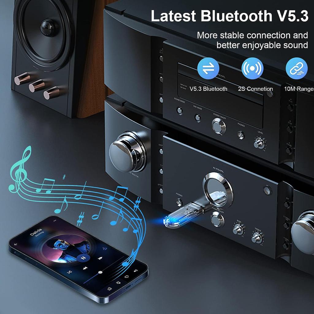 USB Bluetoothcompatible 5.3 Adapter for Car PC Laptop Mouse Music Reception s Wireless Transmitter Receiver