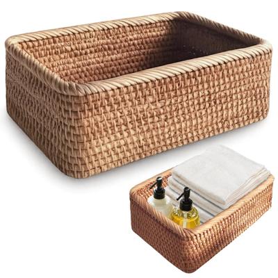 Ideamall Handwoven Wicker Storage Basket, Tabletop Storage, for Miscellaneous Goods, Snacks, Vegetables, and Fruits, Eco-Friendly (M (25*17*7))