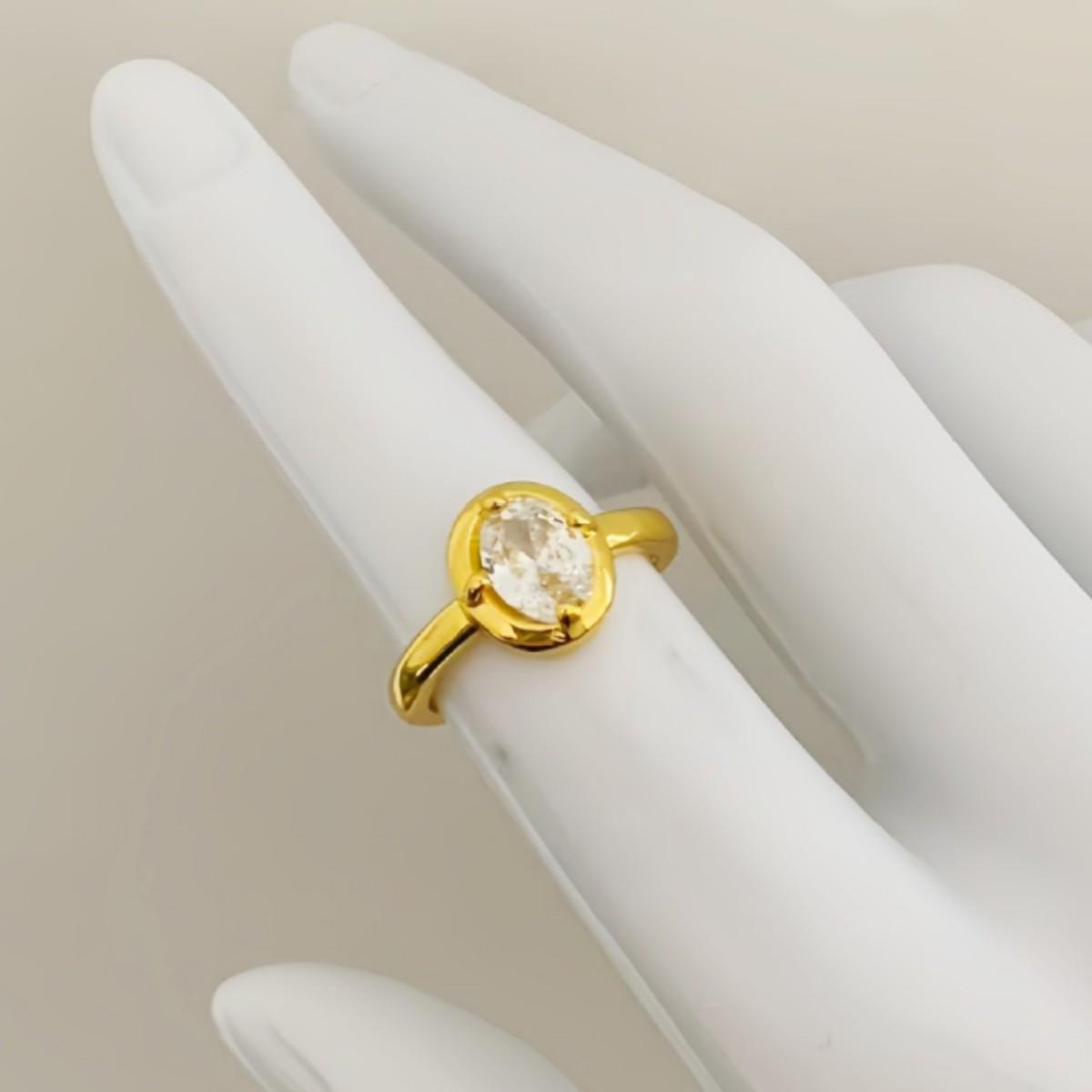 European-American Chic Light Luxury Zircon Oval Ring for Women золотой