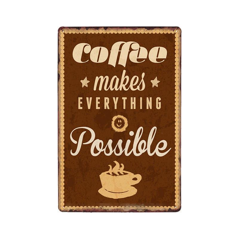 Coffee Tin Sign Vintage Metal Plaque Kitchen Coffee Bar Cafe Retro Posters Pub Wall Decorative Plates Home Decor 20*30 cm