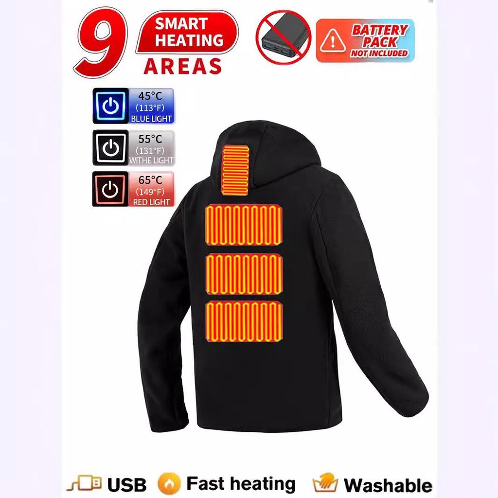 2025 Unisex Smart Heated Fleece Hoodie with Nine-Zone Temperature Control