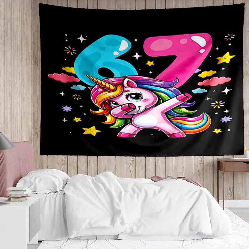 Energy Number 67 Design Tapestry Accessories Playroom Tapestry, for Bedroom,Livingroom, Dormitory Room Wall Decor Fan Birthday Gifts