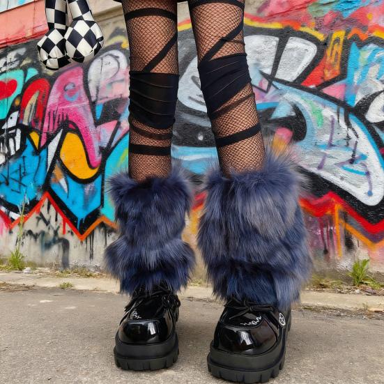 Faux Fur Leg Warmers Women Winter Fuzzy Leg Warmers Soft Furry Boot Cuff Fluffy Boot Sleeves for Party Costume Date Street Wear