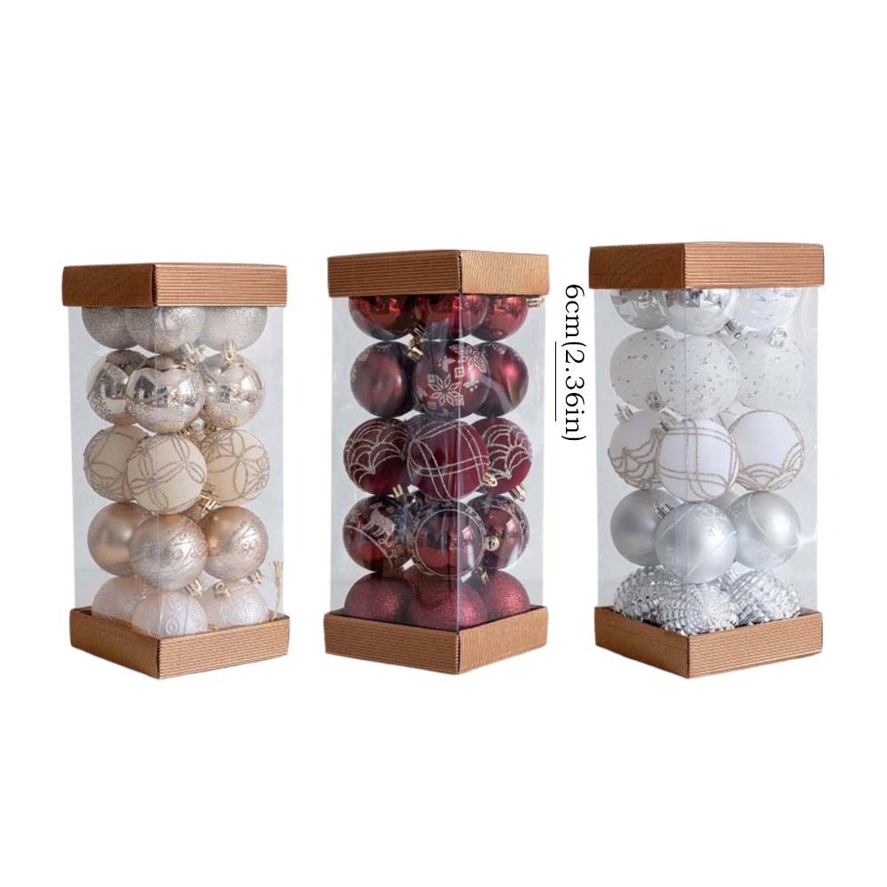 20pcs Shatterproof Painted Christmas Balls Pendant 6cm Xmas Tree Ornaments Hotel Mall