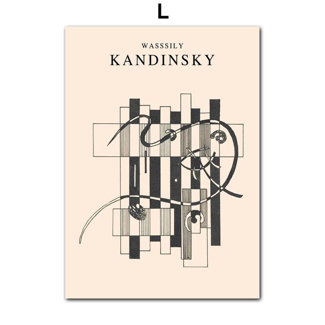 Geometry Lines Cat Works Posters and Prints Vintage Kandinsky Abstract Wall Art Picture Canvas Painting Living Room Home Decor