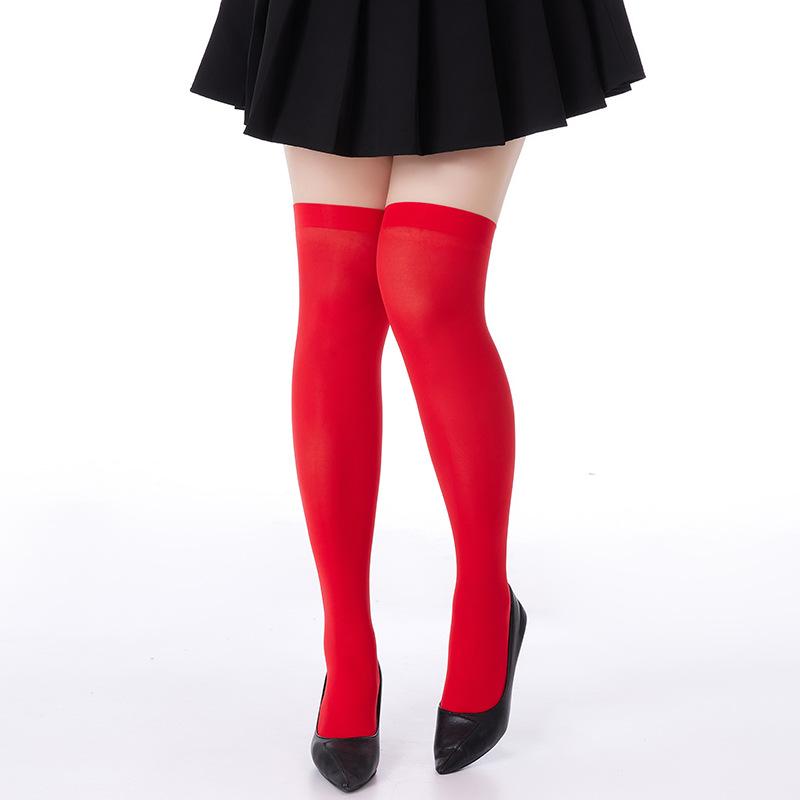 

Red Stockings Knee High Velvet 80D Long Socks Sexy Spicy Girl Hosiery Costumes for Women Lingerie One Size червоний