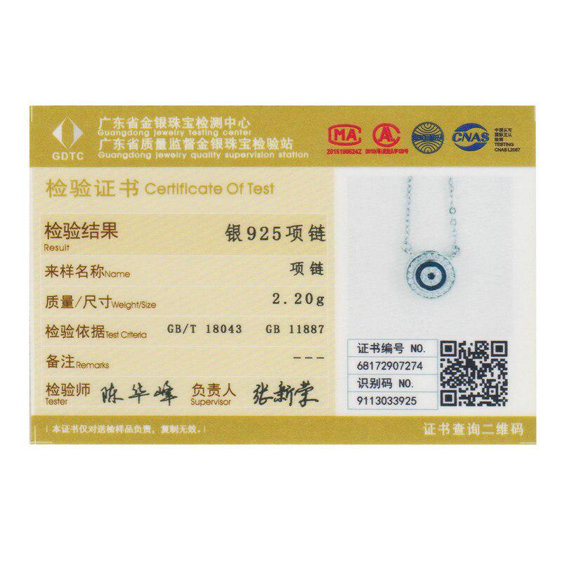 Bamoer Hot Sale 925 Sterling Silver Lucky Blue Eye Clear CZ Pendant Necklace