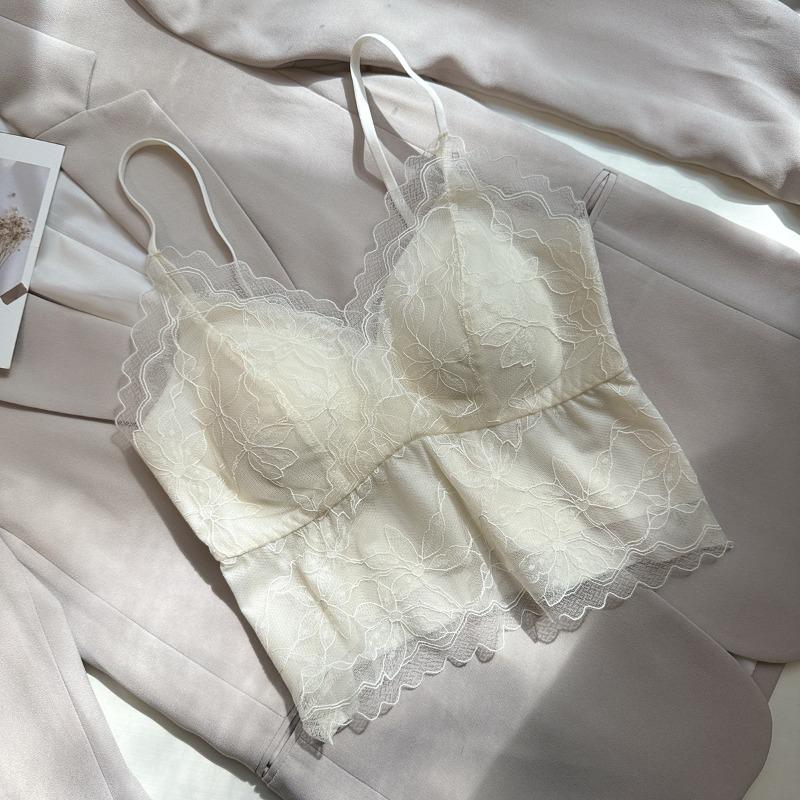 Pure lace beauty back, sling vest, underwear, thin style, with its own chest pad, integrated inside, can be worn outside, sexy base