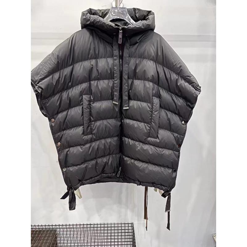 Schinteon Women Down Irregular Vest with Hood Sleeveless Jacket Solid Fashionable Autumn Winter