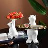 Bear Statue Storage Tray Creative Entryway Key Holder Jewelry Earrings Rings Tray Desktop Ornament for Home Tabletop Decoration