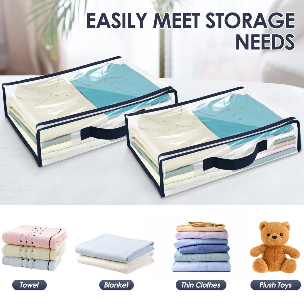 6 Packs Bed Sheet Storage Bags Quilt Clothes Blankets Packing Box Waterproof Dustproof Clear Zippered Pillow Bedding