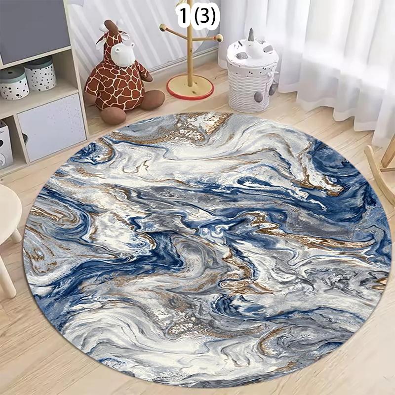 Luxurious Marble Colour Nature Black Gold Round Carpet Rug for Bedroom Living Room Decoration,pet Decor Floor Mat Bedroom