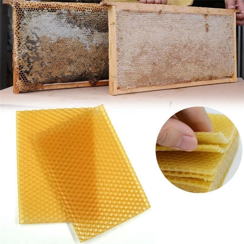 Beeswax Sheets Set Kit Natural Beeswax Sheets Set Kit Beeswax Honeycomb Sheets Wax For Beekeeping Equipment (13.3 X 9Cm) 10PCS