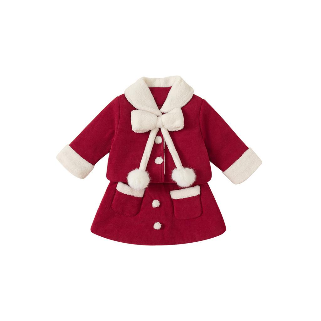 Cute Childrens Girl Dress Suit With Insulated Polyester Material And Button Closure For Winter Wear
