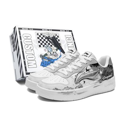 Li Ning Floating Boat Swallow Ink Box Abrasion Resistant Slip Resistant Low Top Skateboard Shoes Women's White AGCS420-6(TeamM--BOX)