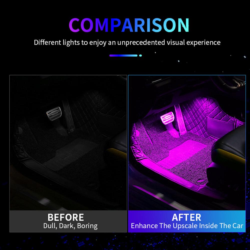 Car Neon Light Foot Light LED Interior Decoration Backlight Cigarette Lighter USB Atmosphere Lamp Auto Decorative Accessories