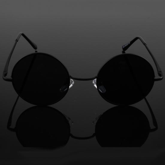 Vintage Retro Men Women Round Metal Frame Sunglasses Black Lens Glasses Eyewear