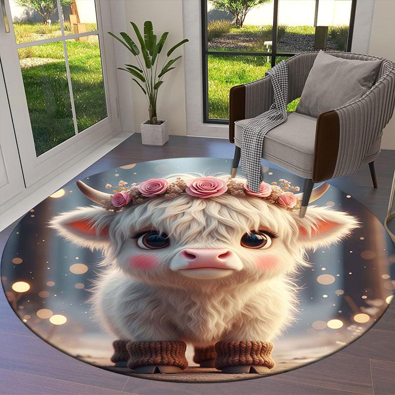 Cute pets Round Area Rug,Carpet Rug for Living Room Bedroom Sofa Playroom Decor,Non-slip Floor Mat