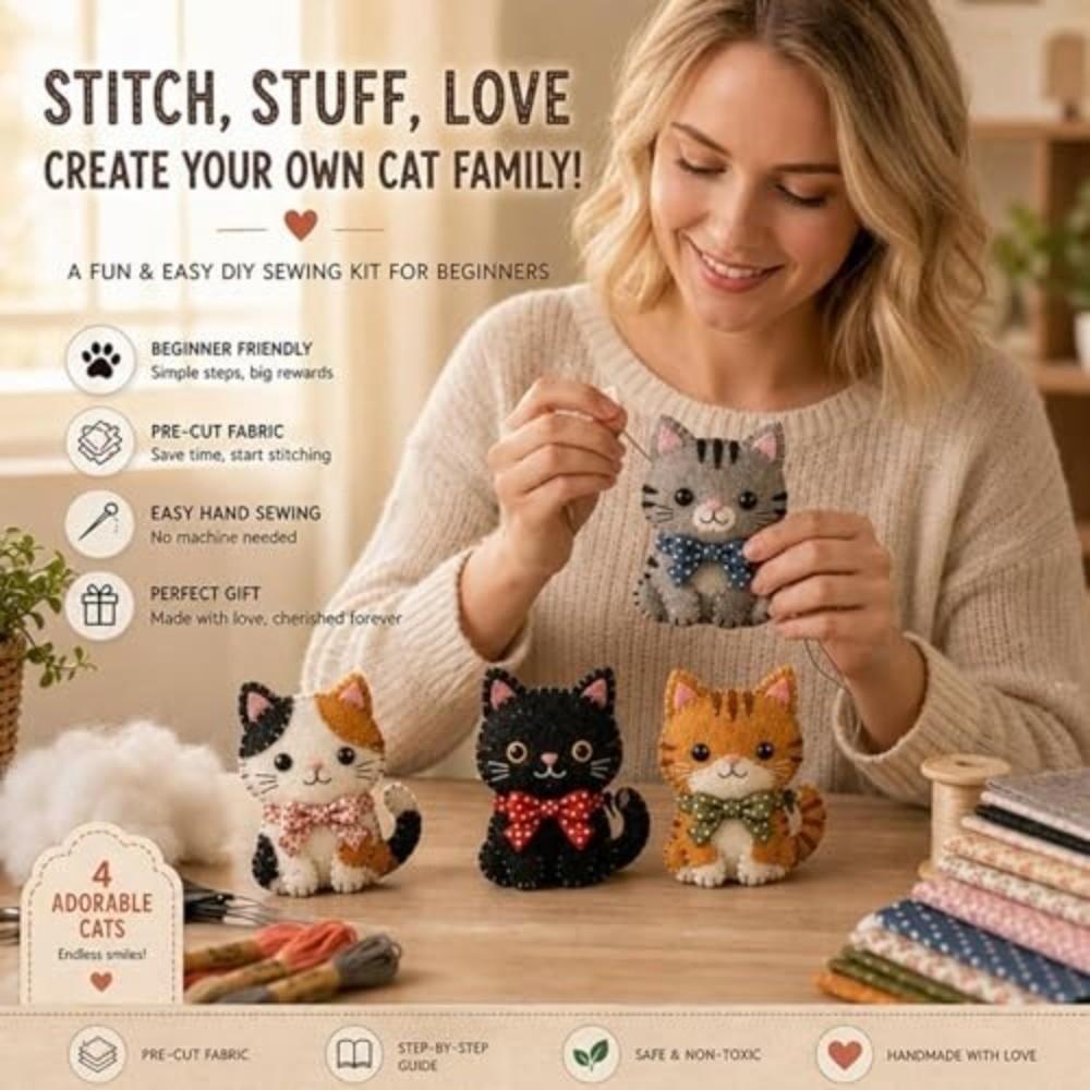 Cartoon Animals Handmade Sew Set Pre-cut Fabric Fabric Art Craft Set For Beginners
