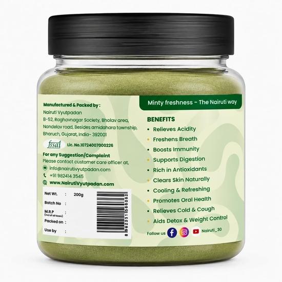 Nairuti Vyutpadan Mint Powder (Pudina Powder) 600g | Refreshing Aroma for Tea, Chutneys, Raita, Snacks, Digestive & Multi-Use Herb