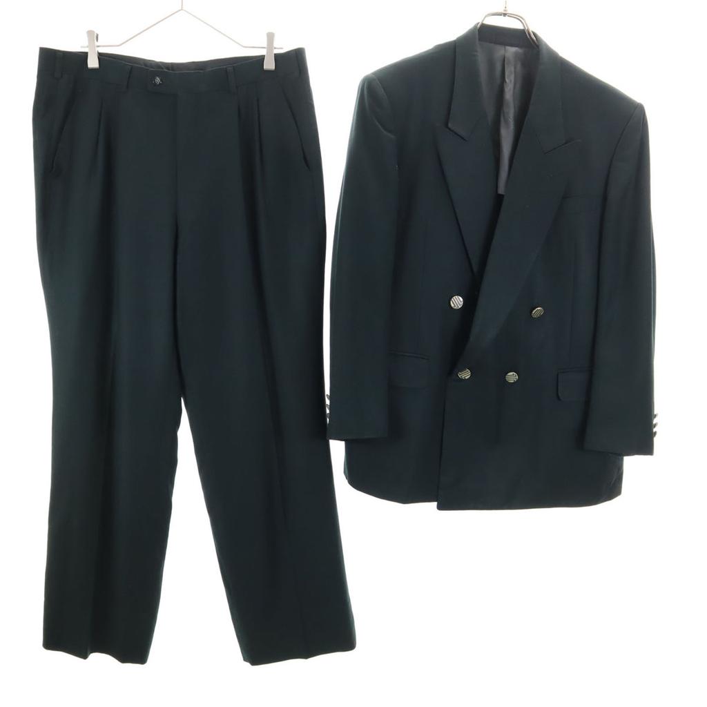 LANVIN 90s Wool Old suit Setup ST48-55 Navy system Double button Men's Used