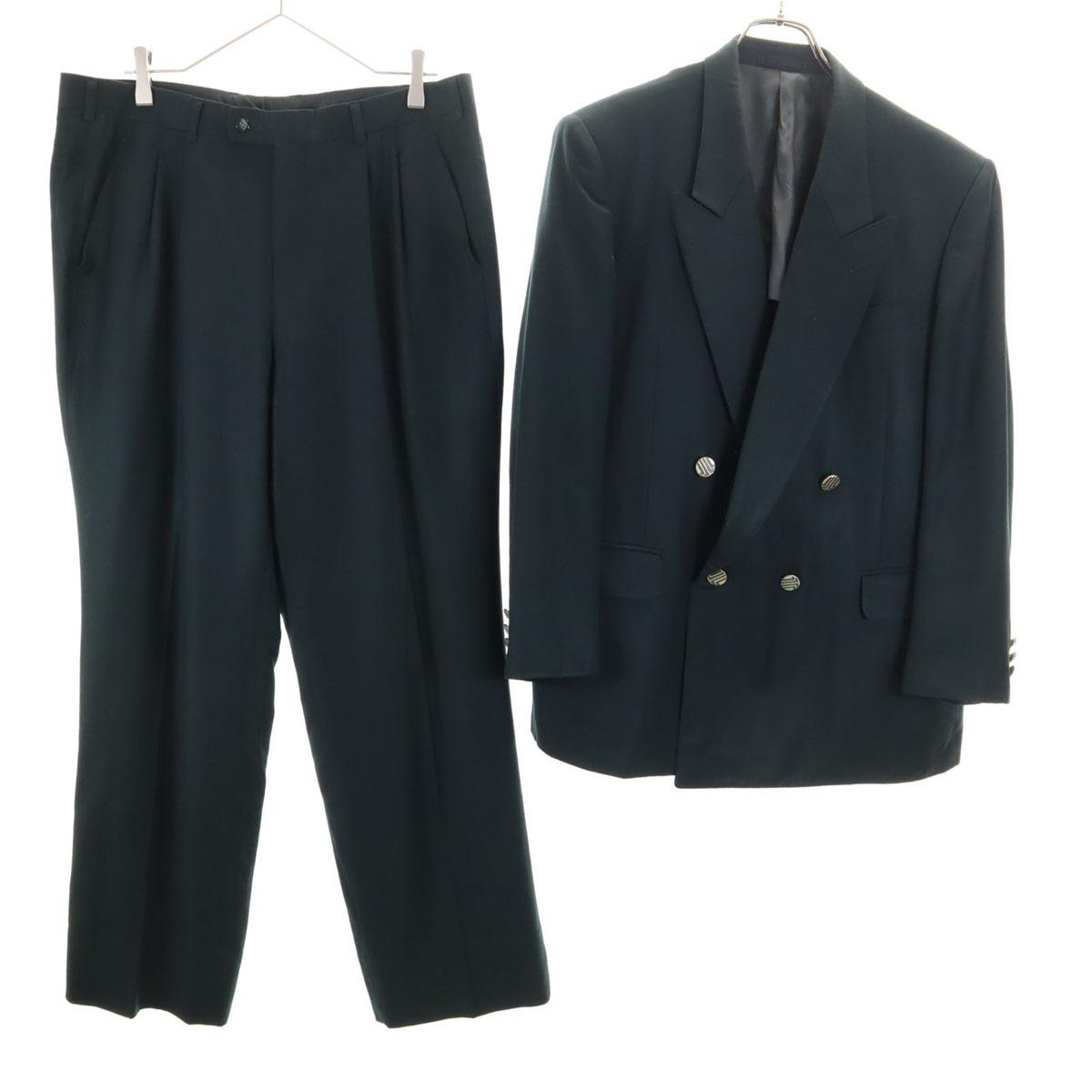 

LANVIN 90s Wool Old suit Setup ST48-55 Navy system Double button Men s Used