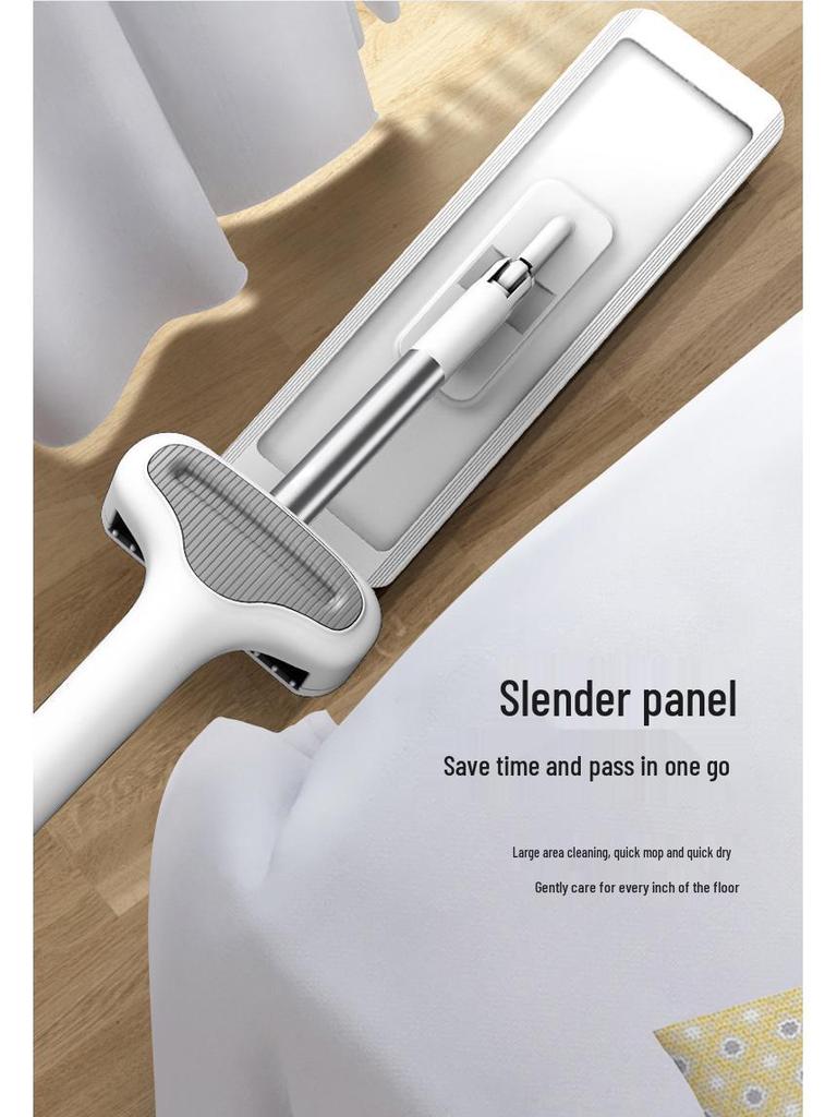 Hands-Free Rotating Flat Mop: Self-Wringing, Water-Absorbing for No-Rinse Floor Cleaning