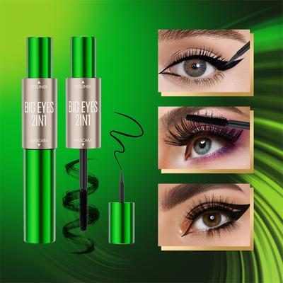 2-in-1 Mascara Liquid Eyeliner Replacement with Waterproof and Sweat-proof Thick Eyelash Eye Makeup Pen Is Not Easy for Lazy People