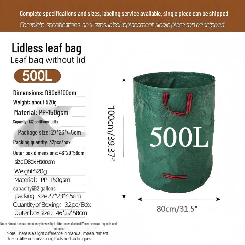 Reusable Large-Capacity Leaf Collection Bag with Slanted Opening