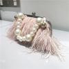 2025 Luxus Mode Damen Tasche Straußenfell Feder Quaste Abendtaschen Damen Tages Clutches Party Hochzeit Geldbörsen Kette Handtasche