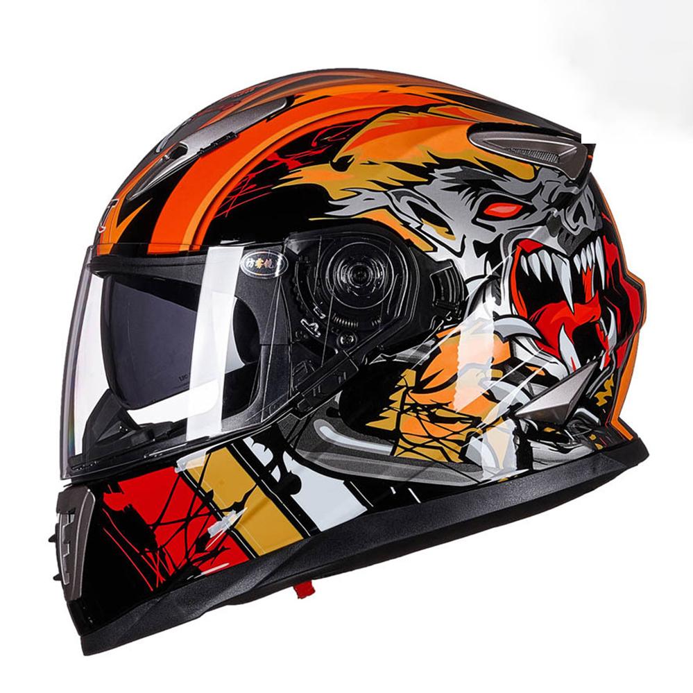 Full Face Motorcycle Helmet Dual Lens Winter Safety Anti-Fog Waterproof Motocross HelmetRiding Motorbike Helmet Men Women DOT