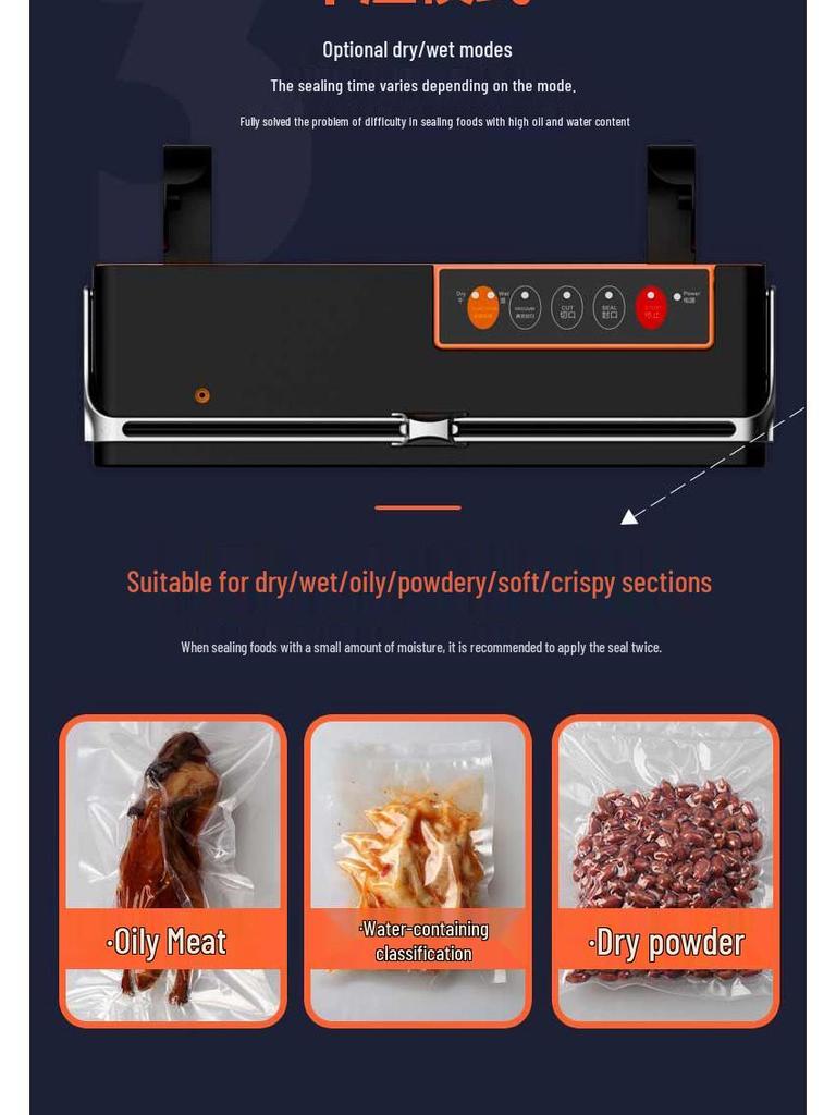 Commercial Vacuum Sealer for Food: Dual-Use Machine with Textured Bags for Dry & Wet Sealing