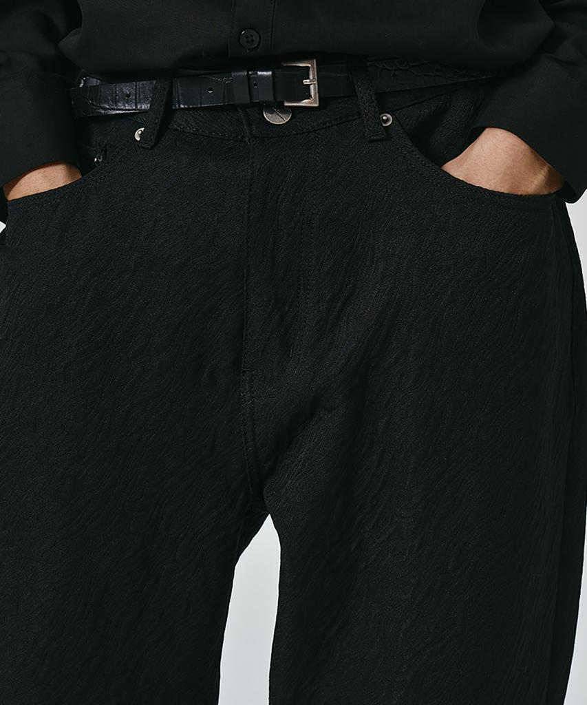 NOIRER Jacquard Semi-Wide Pants (Black)